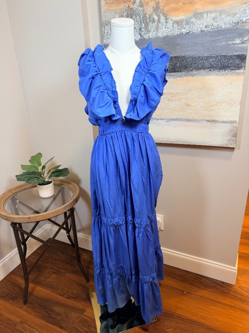 Blue Ruffle Maxi Dress – Hudson Gray (Size M)